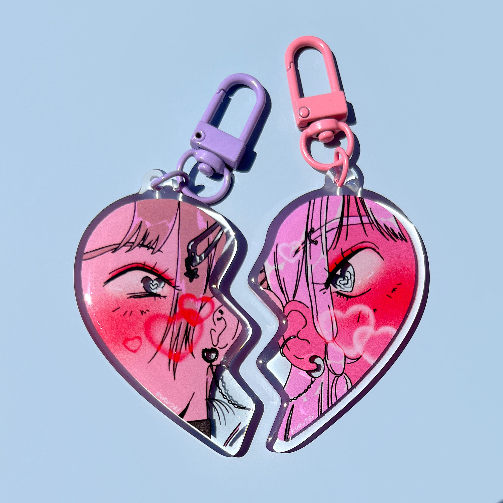 Lovey Eyes Split Heart Keychain Set