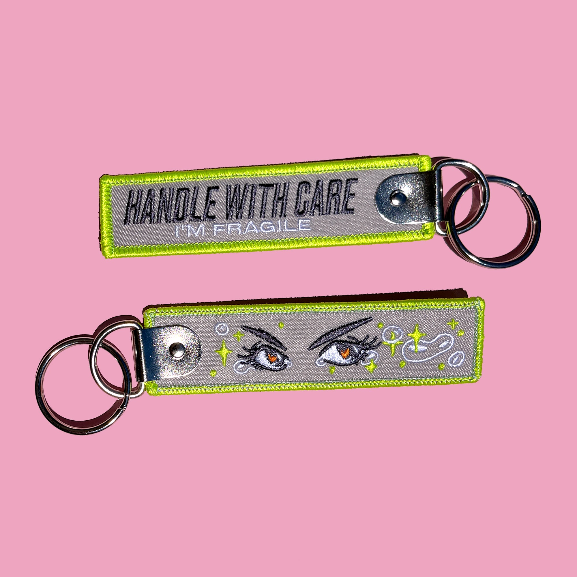 Handle With Care, I'm Fragile Keychain - Neon Yellow