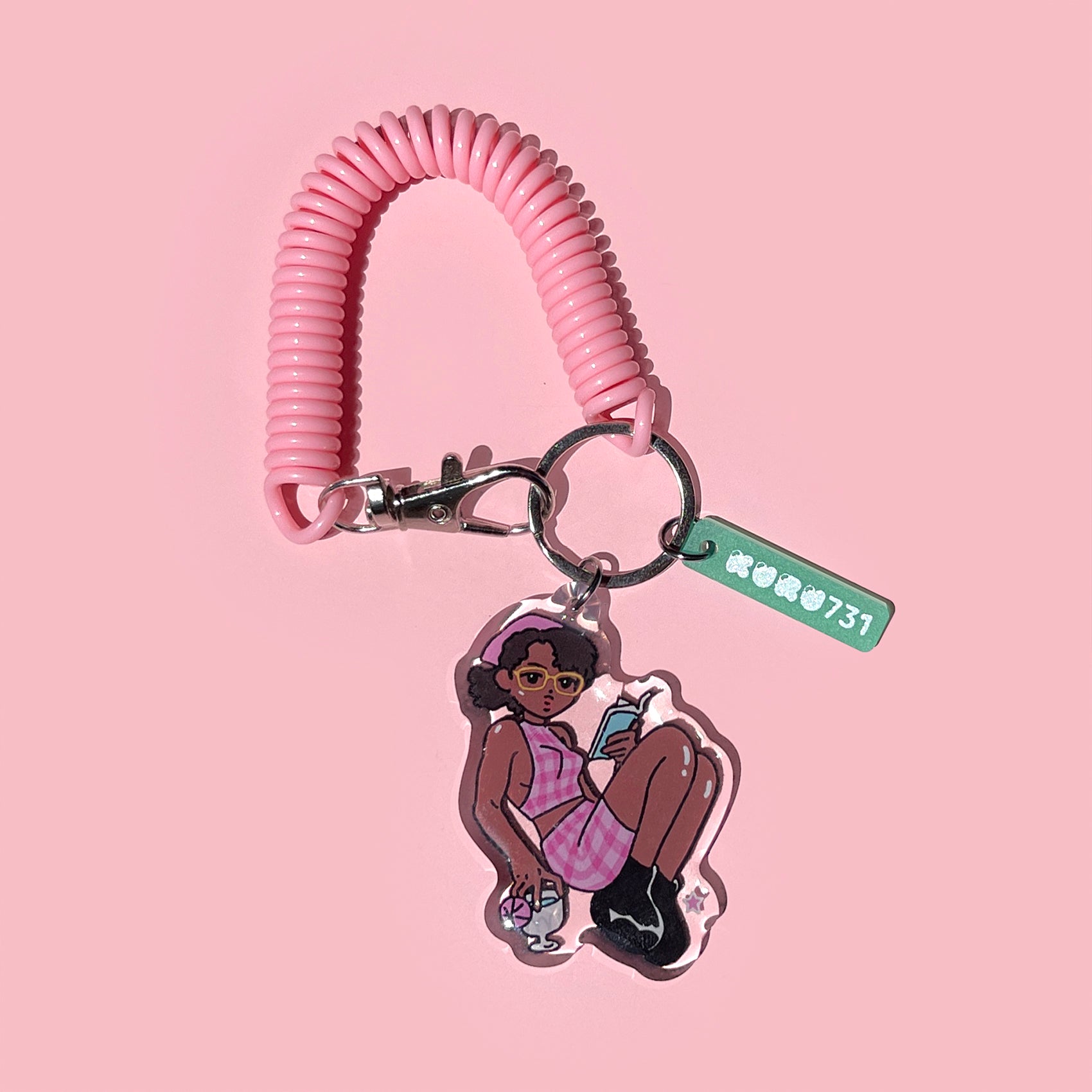 Pretty Pink Girl Elastic Coil Keychain