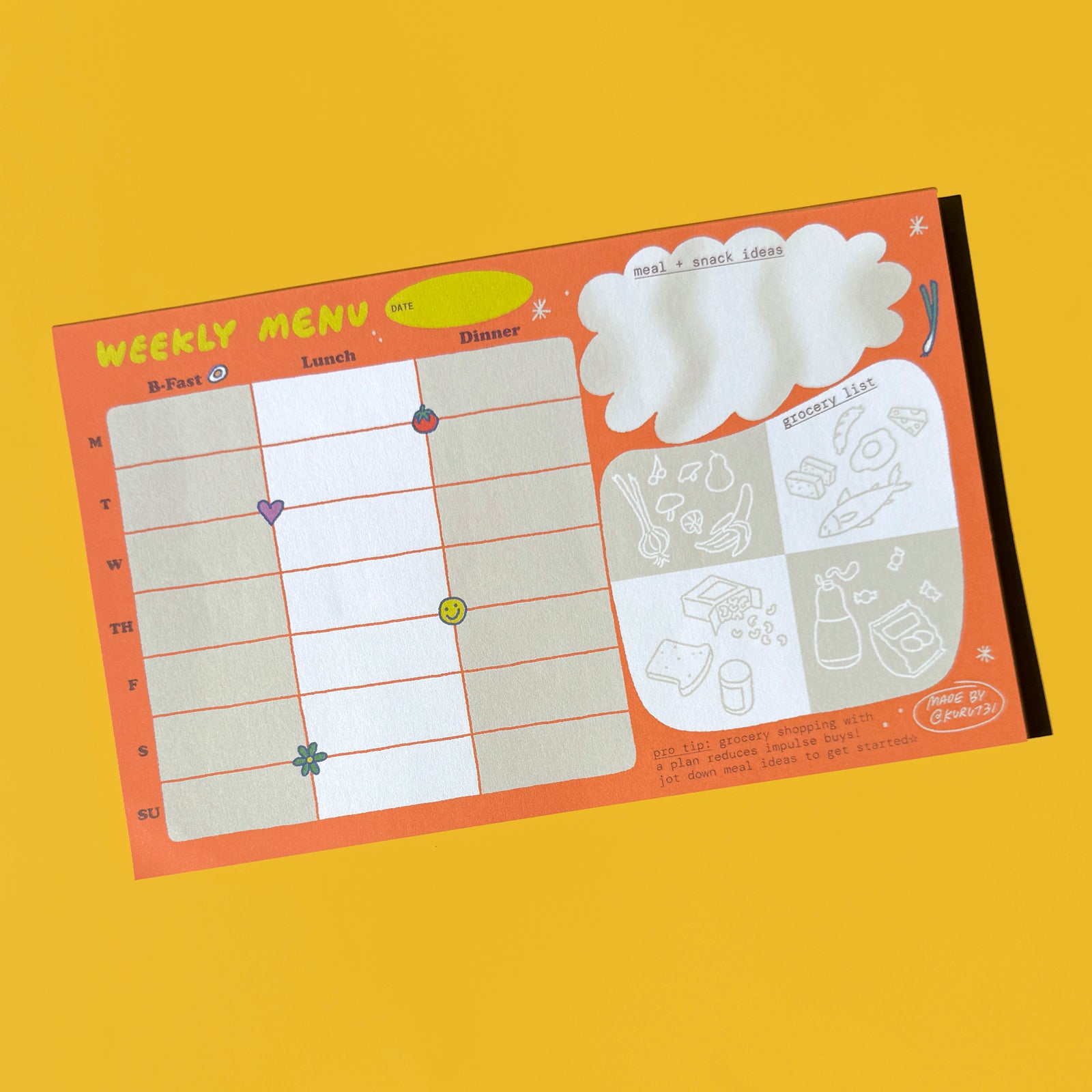 Weekly Menu Meal Prep Planner