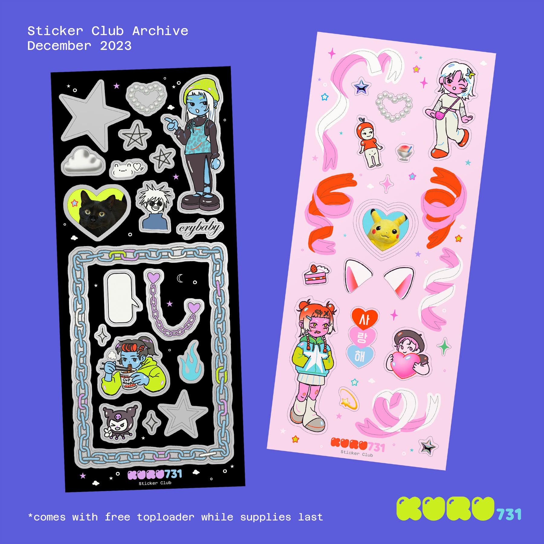 Pink + Black Deco Sticker Sheet Set