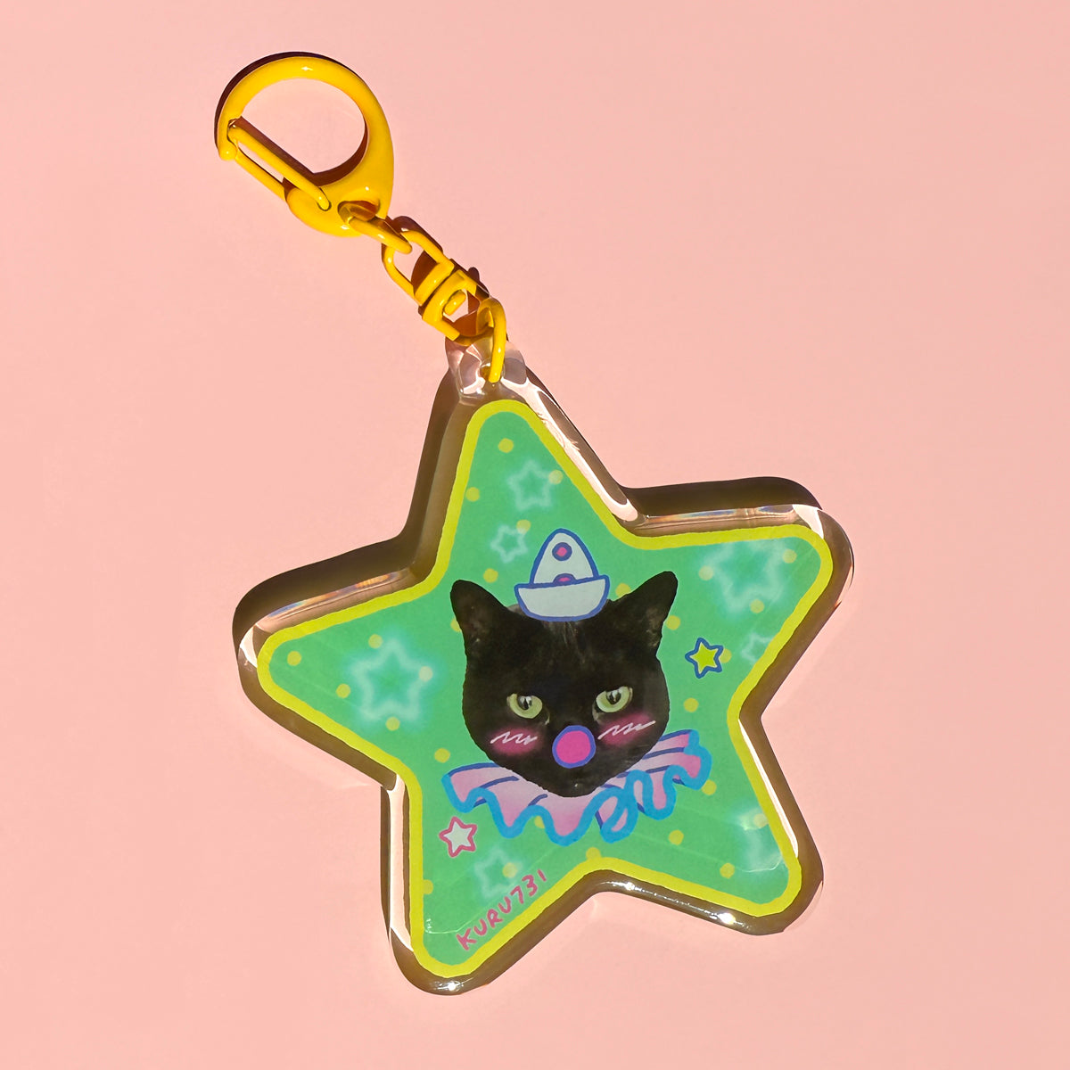 Teddy Clown Star Acrylic Keychain