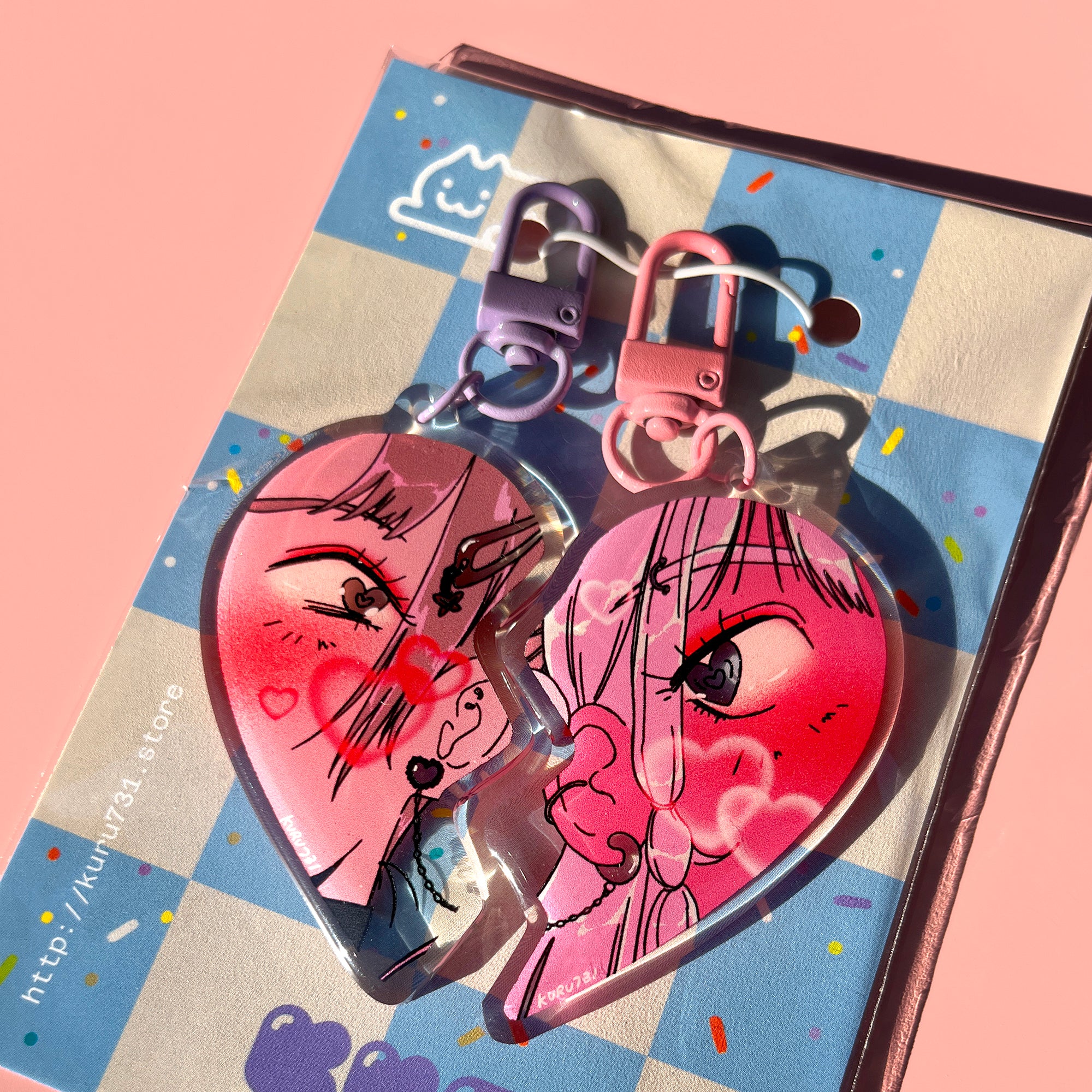 Lovey Eyes Split Heart Keychain Set