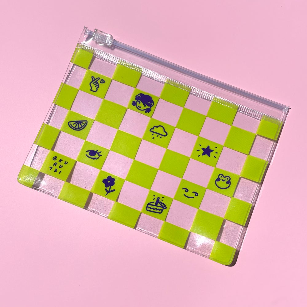 Happy Checker Clear Zip Pouch
