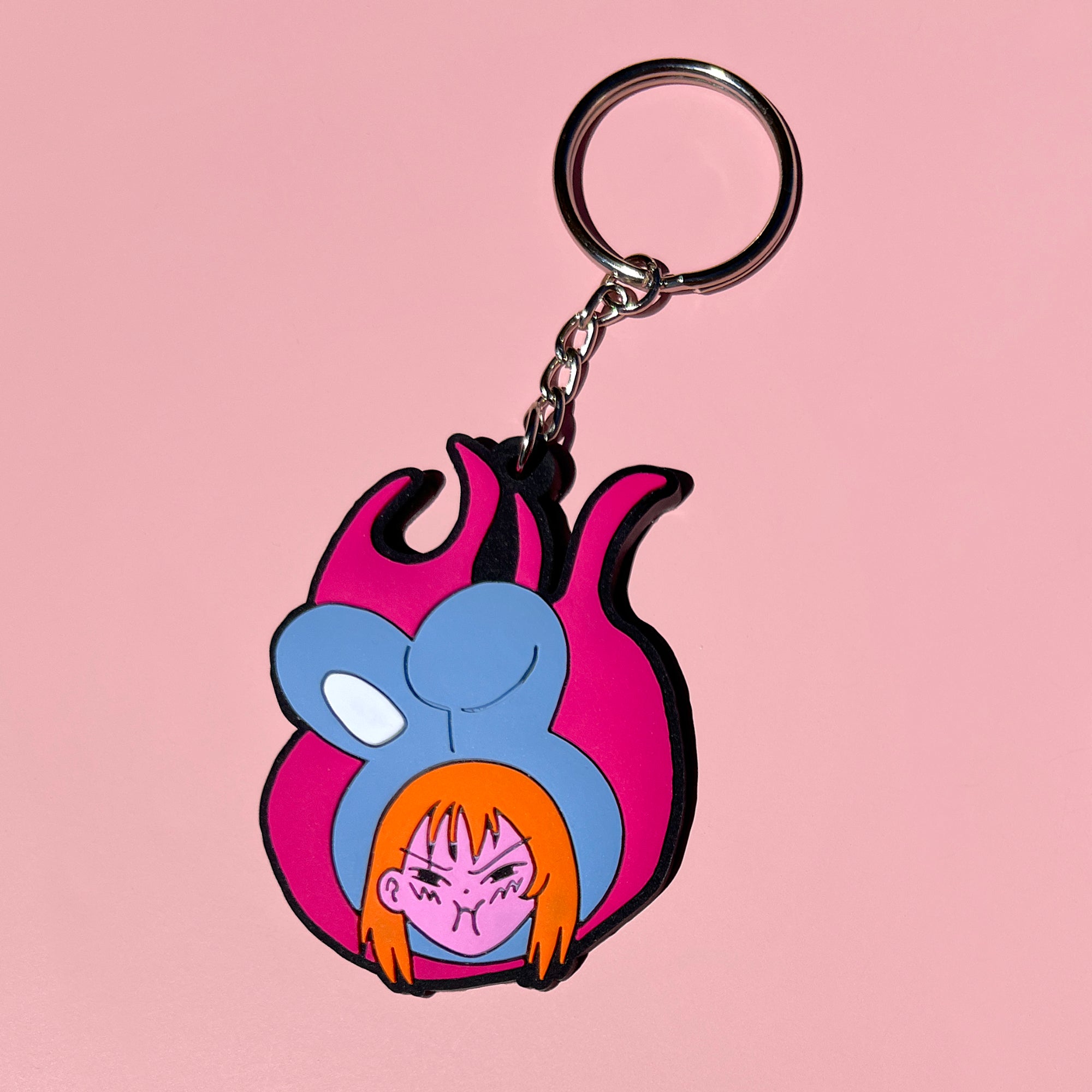 Angry Bunny Girl Rubber Keychain